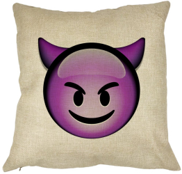 Perna Decorativa Patrata Emoji Diavol 40x40 cm Husa Detasabila Burduf 