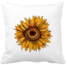 Perna Decorativa Patrata Florea Soarelui 40x40 cm Alba Mata Husa Detasabila Burduf 