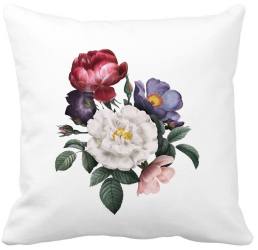 Perna Decorativa Patrata Flori de Vara 40x40 cm Alba Mata Husa Detasabila Burduf 