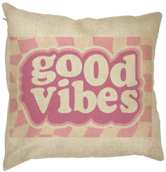 Perna Decorativa Patrata Good Vibes 40x40 cm Husa Detasabila Burduf 