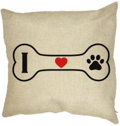 Perna Decorativa Patrata I love Doggos 40x40 cm Husa Detasabila Burduf 