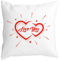 Perna Decorativa Patrata Love You 40x40 cm Alba Mata Husa Detasabila Burduf 
