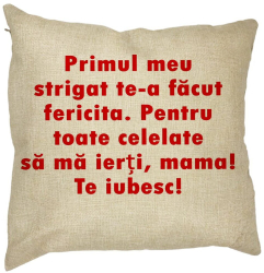Perna Decorativa Patrata Mama Te Iubesc 2 40x40 cm Husa Detasabila Burduf 