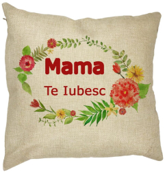 Perna Decorativa Patrata Mama Te Iubesc 40x40 cm Husa Detasabila Burduf 
