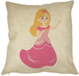Perna Decorativa Patrata Printesa Roz 40x40 cm Husa Detasabila Burduf 