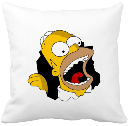 Perna Decorativa Patrata Simpsons Homer 2 40x40 cm Alba Mata Husa Detasabila Burduf 