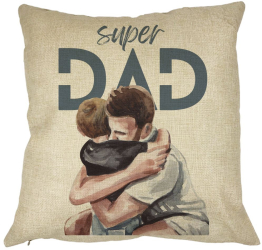 Perna Decorativa Patrata Super Dad Baieti 40x40 cm Husa Detasabila Burduf 