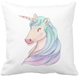 Perna Decorativa Patrata Unicorns 40x40 cm Alba Mata Husa Detasabila Burduf 