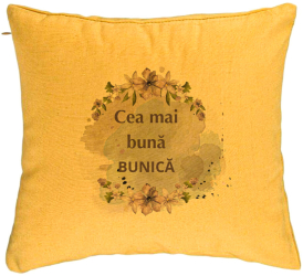 Perna Decorativa pentru Bunica 1 40x40 cm Galben Husa Detasabila Burduf 