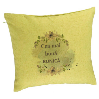 Perna Decorativa pentru Bunica 1 40x40 cm Verde Husa Detasabila Burduf 
