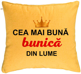 Perna Decorativa pentru Bunica 10 40x40 cm Galben Husa Detasabila Burduf 