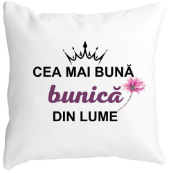 Perna Decorativa pentru Bunica 12 40x40 cm Alba Mata Husa Detasabila Burduf 
