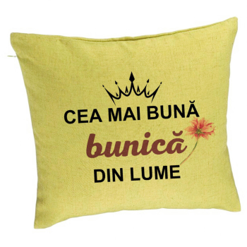 Perna Decorativa pentru Bunica 12 40x40 cm Verde Husa Detasabila Burduf 
