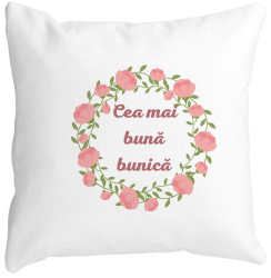 Perna Decorativa pentru Bunica 13 40x40 cm Alba Mata Husa Detasabila Burduf 