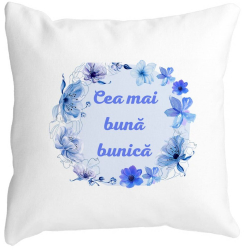 Perna Decorativa pentru Bunica 15 40x40 cm Alba Mata Husa Detasabila Burduf 
