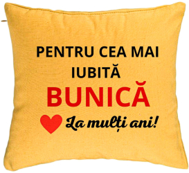 Perna Decorativa pentru Bunica 16 40x40 cm Galben Husa Detasabila Burduf 