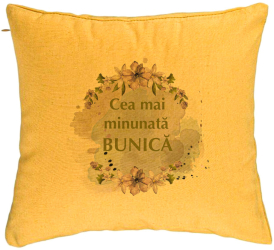 Perna Decorativa pentru Bunica 3 40x40 cm Galben Husa Detasabila Burduf 