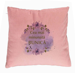 Perna Decorativa pentru Bunica 3 40x40 cm Roz Husa Detasabila Burduf 