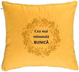 Perna Decorativa pentru Bunica 5 40x40 cm Galben Husa Detasabila Burduf 