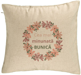 Perna Decorativa pentru Bunica 7 40x40 cm Bej Husa Detasabila Burduf 
