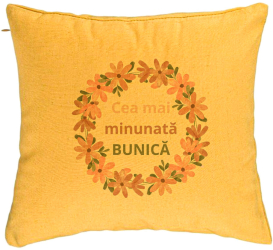 Perna Decorativa pentru Bunica 7 40x40 cm Galben Husa Detasabila Burduf 