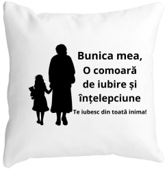 Perna Decorativa pentru Bunica 8 40x40 cm Alba Mata Husa Detasabila Burduf 