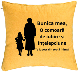 Perna Decorativa pentru Bunica 8 40x40 cm Galben Husa Detasabila Burduf 