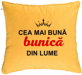 Perna Decorativa pentru Bunica 9 40x40 cm Galben Husa Detasabila Burduf 