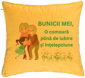 Perna Decorativa pentru Bunici 3 40x40 cm Galben Husa Detasabila Burduf 