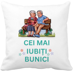 Perna Decorativa pentru Bunici 9 40x40 cm Alba Mata Husa Detasabila Burduf 