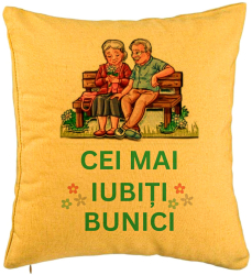 Perna Decorativa pentru Bunici 9 40x40 cm Galben Husa Detasabila Burduf 