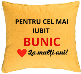 Perna Decorativa pentru Bunicul 3 40x40 cm Galben Husa Detasabila Burduf 