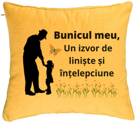 Perna Decorativa pentru Bunicul 5 40x40 cm Galben Husa Detasabila Burduf 
