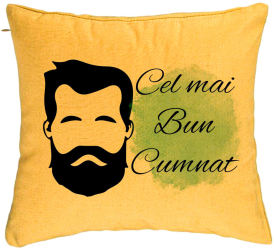 Perna Decorativa pentru Cumnat 1 40x40 cm Galben Husa Detasabila Burduf 