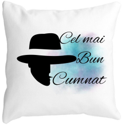Perna Decorativa pentru Cumnat 3 40x40 cm Alba Mata Husa Detasabila Burduf 