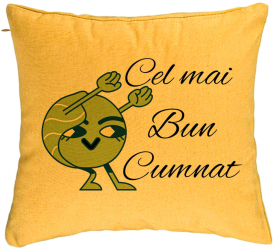 Perna Decorativa pentru Cumnat 4 40x40 cm Galben Husa Detasabila Burduf 