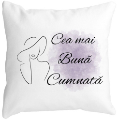 Perna Decorativa pentru Cumnata 1 40x40 cm Alba Mata Husa Detasabila Burduf 