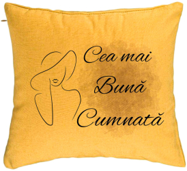 Perna Decorativa pentru Cumnata 1 40x40 cm Galben Husa Detasabila Burduf 