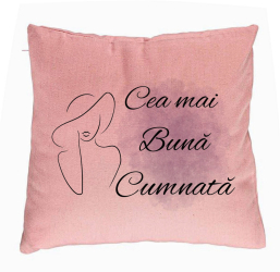 Perna Decorativa pentru Cumnata 1 40x40 cm Roz Husa Detasabila Burduf 