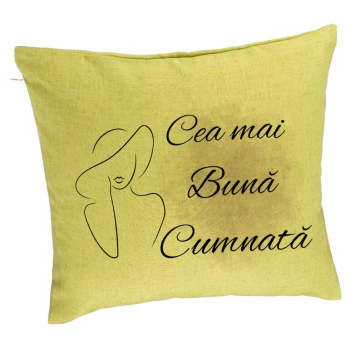Perna Decorativa pentru Cumnata 1 40x40 cm Verde Husa Detasabila Burduf 