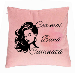 Perna Decorativa pentru Cumnata 3 40x40 cm Roz Husa Detasabila Burduf 