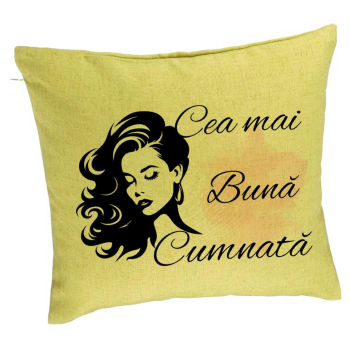 Perna Decorativa pentru Cumnata 3 40x40 cm Verde Husa Detasabila Burduf 