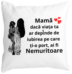 Perna Decorativa pentru Mama 1 40x40 cm Alba Mata Husa Detasabila Burduf 