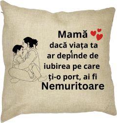 Perna Decorativa pentru Mama 5 40x40 cm Husa Detasabila Burduf 