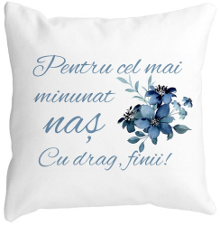 Perna Decorativa pentru Nas 1 40x40 cm Alba Mata Husa Detasabila Burduf