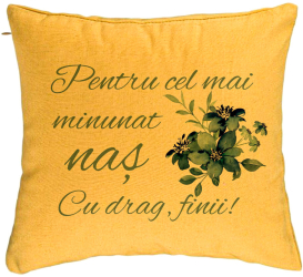 Perna Decorativa pentru Nas 1 40x40 cm Galben Husa Detasabila Burduf 