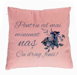 Perna Decorativa pentru Nas 1 40x40 cm Roz Husa Detasabila Burduf 