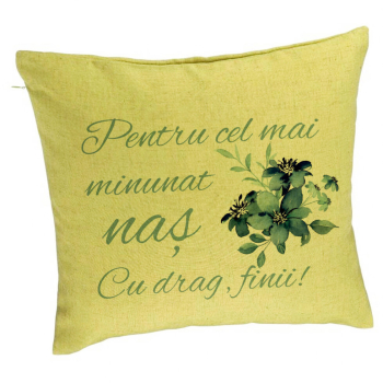 Perna Decorativa pentru Nas 1 40x40 cm Verde Husa Detasabila Burduf 