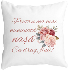 Perna Decorativa pentru Nasa 1 40x40 cm Alba Mata Husa Detasabila Burduf 