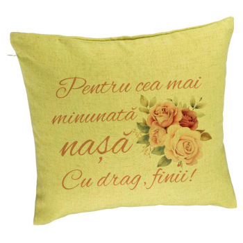 Perna Decorativa pentru Nasa 1 40x40 cm Verde Husa Detasabila Burduf 